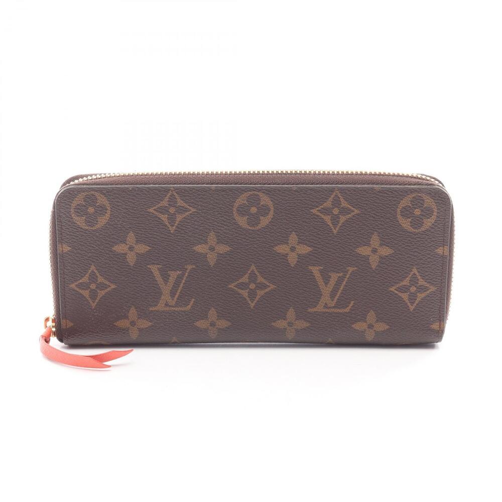 Louis Vuitton Portefeuille Clemence Monogram Poppy Wallet Leather Red Brown
